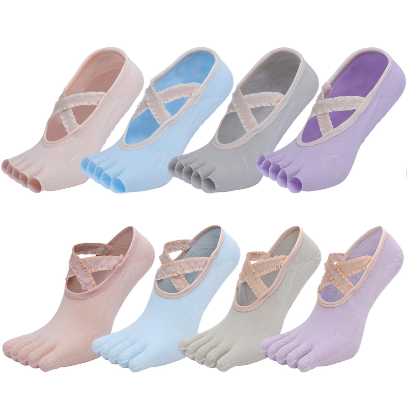 Cinco dedo meias de yoga laço  - Grip Sock Yoga avaliação e preço